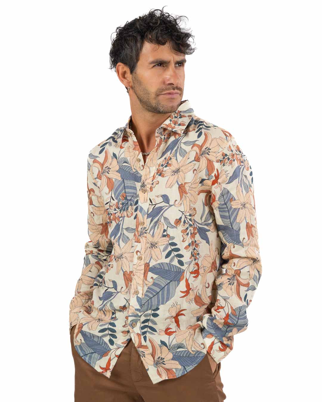 BOTTEGA ARTIGIANA - Camicia Fantasia Rosa e Verde