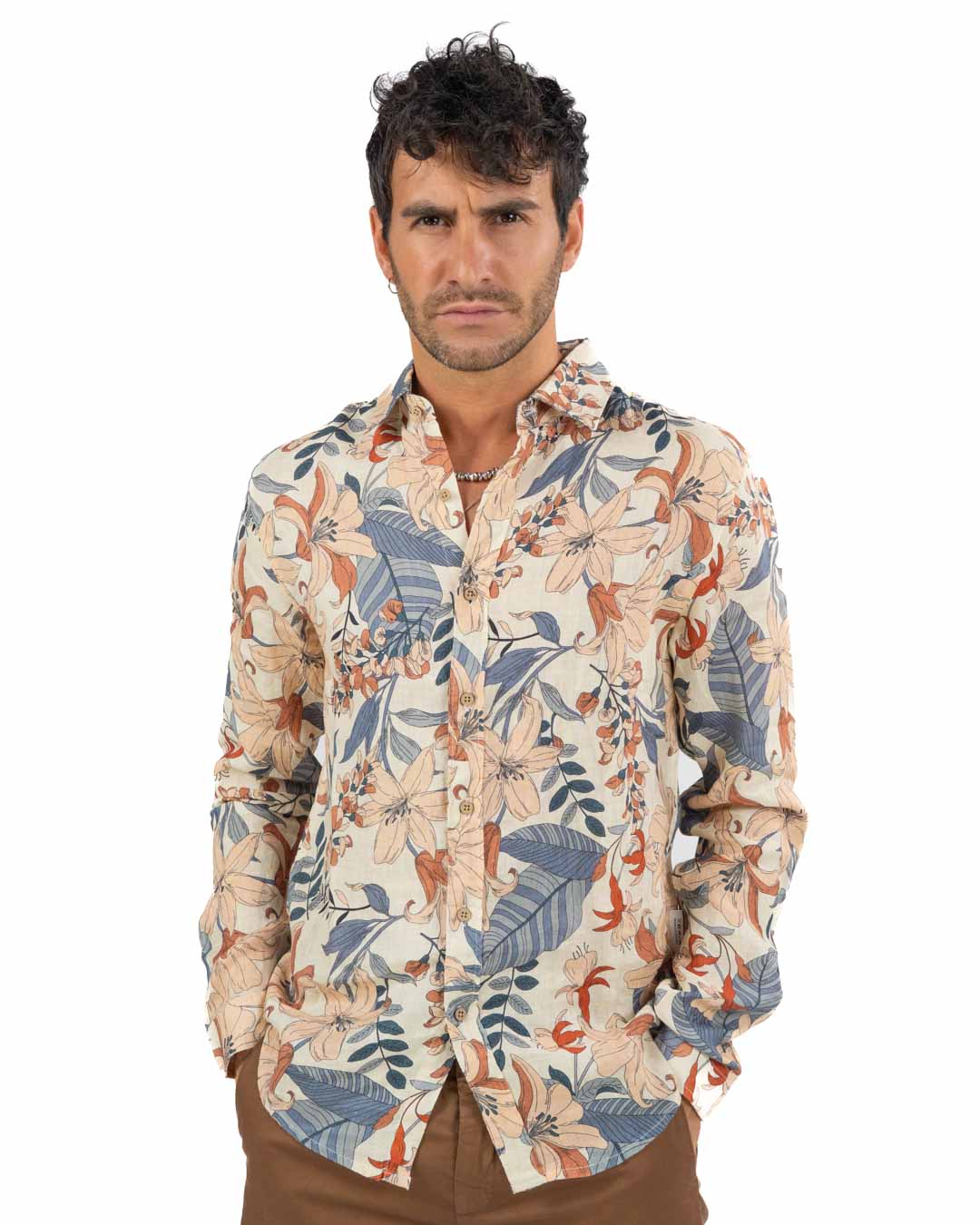 BOTTEGA ARTIGIANA - Camicia Fantasia Rosa e Verde