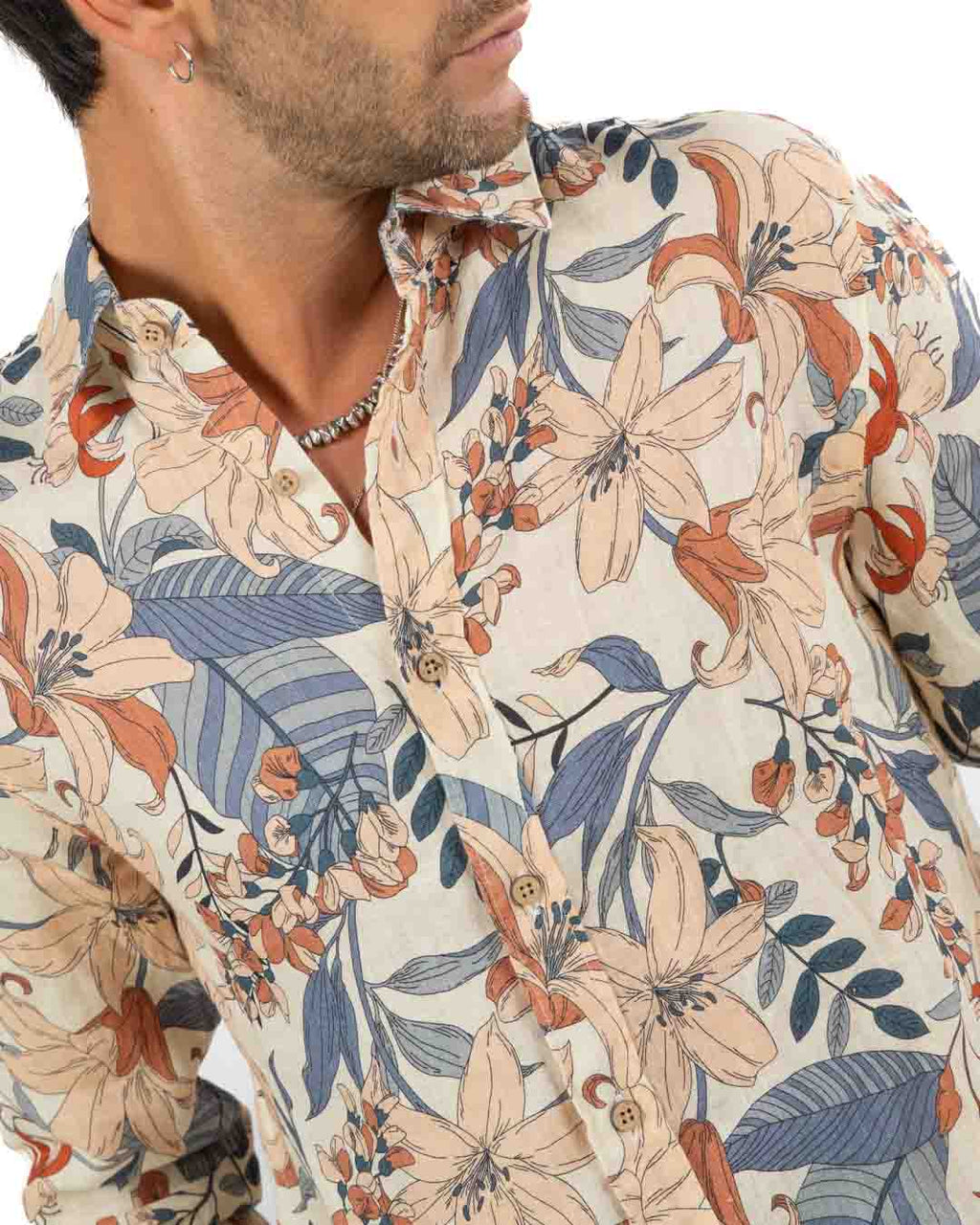 BOTTEGA ARTIGIANA - Camicia Fantasia Rosa e Verde