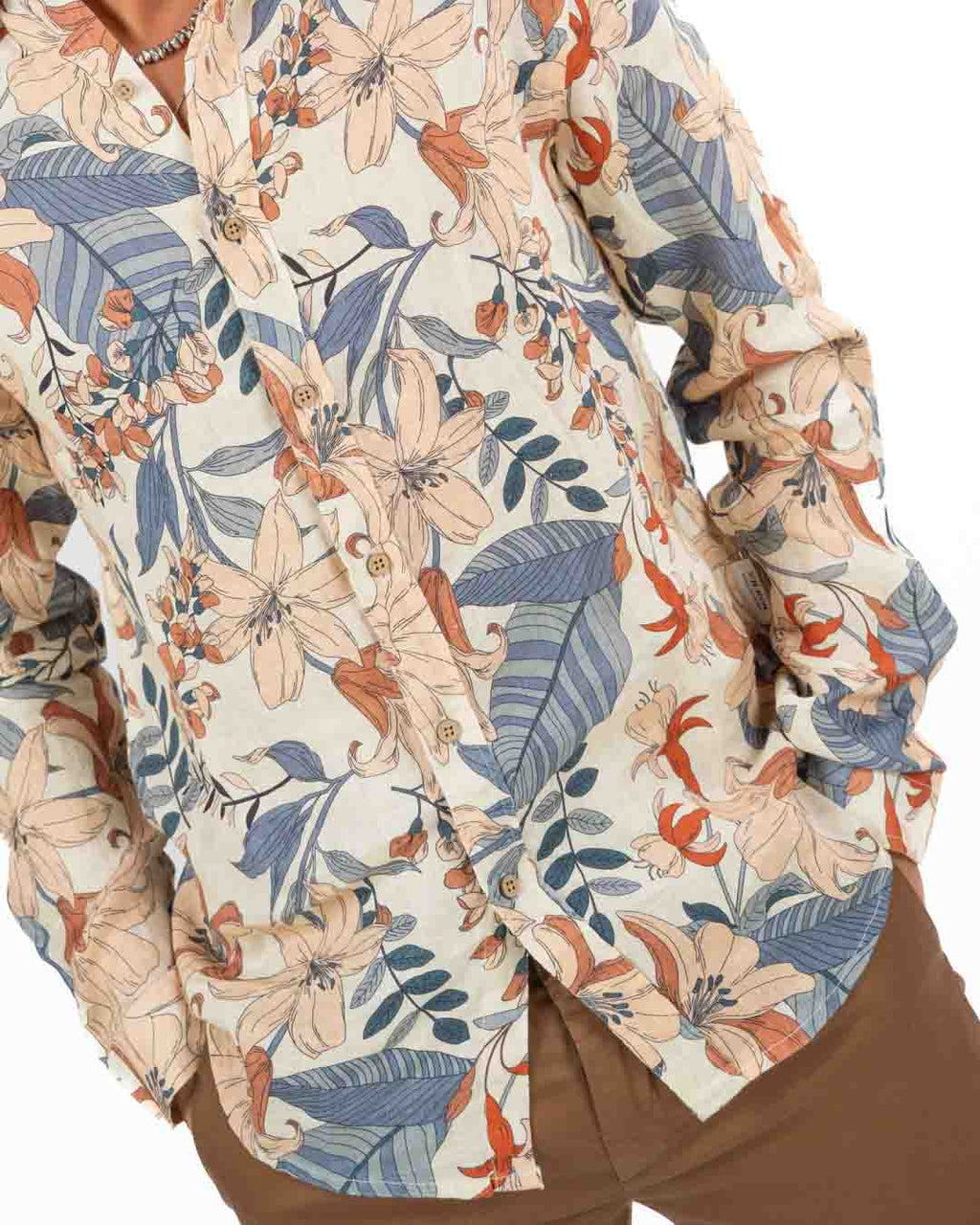 BOTTEGA ARTIGIANA - Camicia Fantasia Rosa e Verde