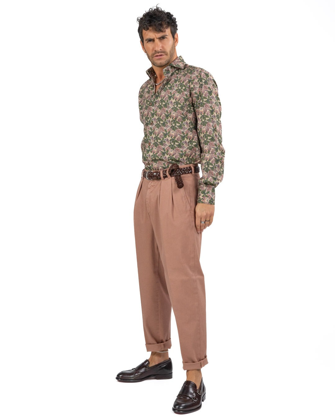 BOTTEGA ARTIGIANA - Camicia Fantasia Rosa e Verde