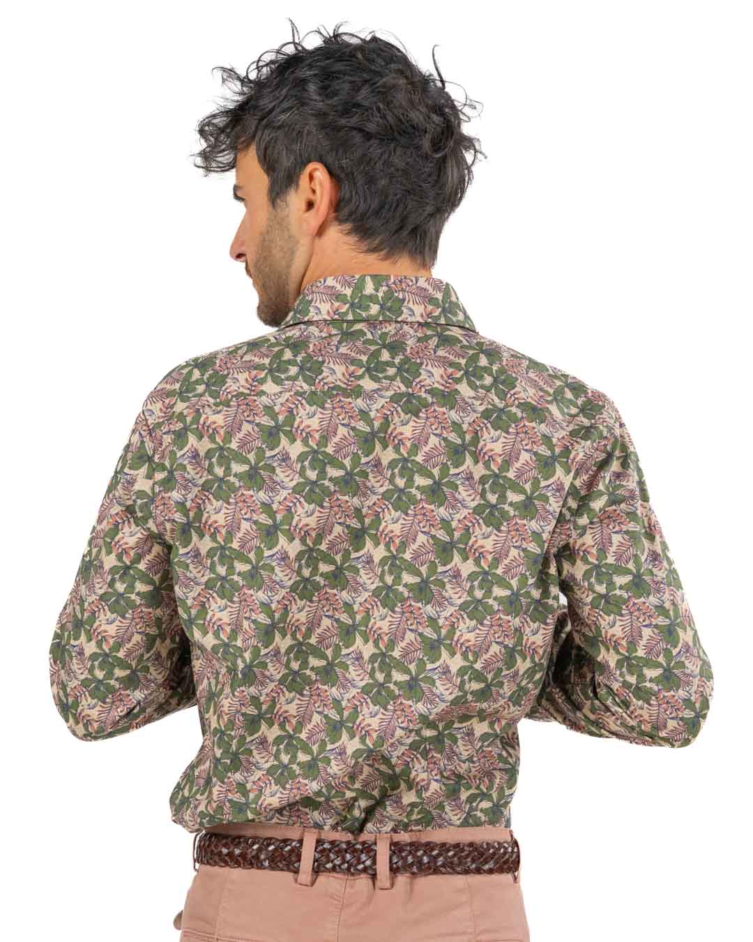 BOTTEGA ARTIGIANA - Camicia Fantasia Rosa e Verde