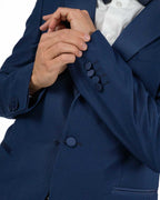 BERTI MODE COLLECTION - Abito Tramato Tinta su Tinta Blu Scuro