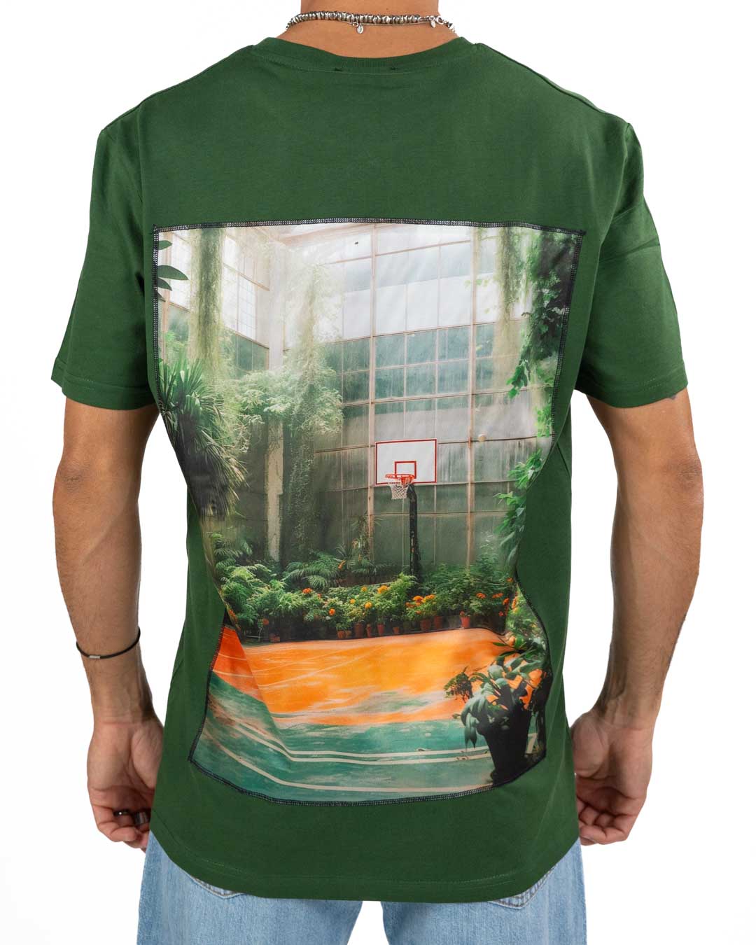 BASTILLE - T-shirt con Stampa in Seta Verde