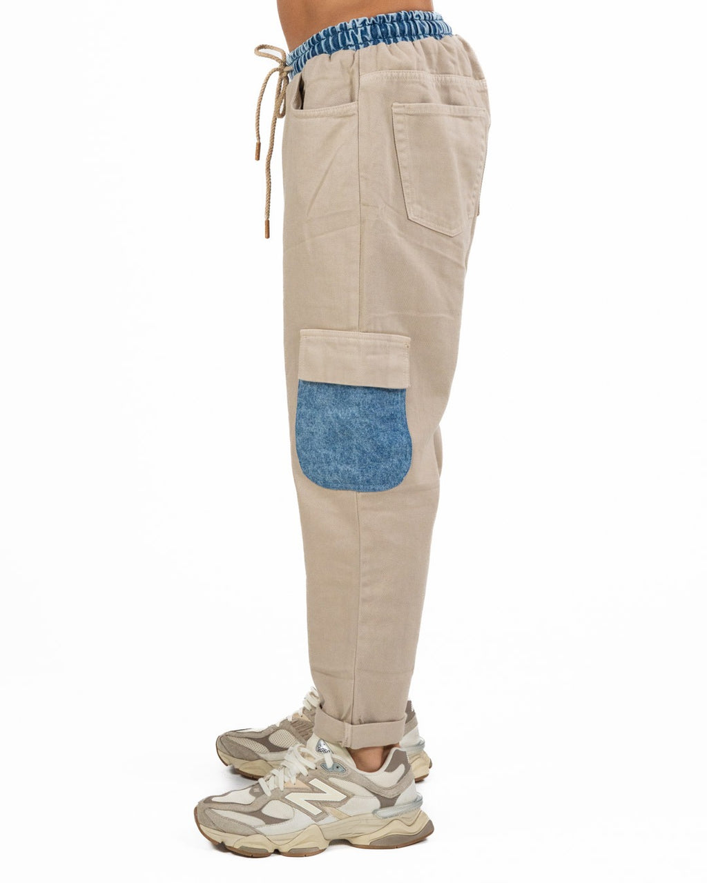 OVER/D - Pantalone Cargo Beige