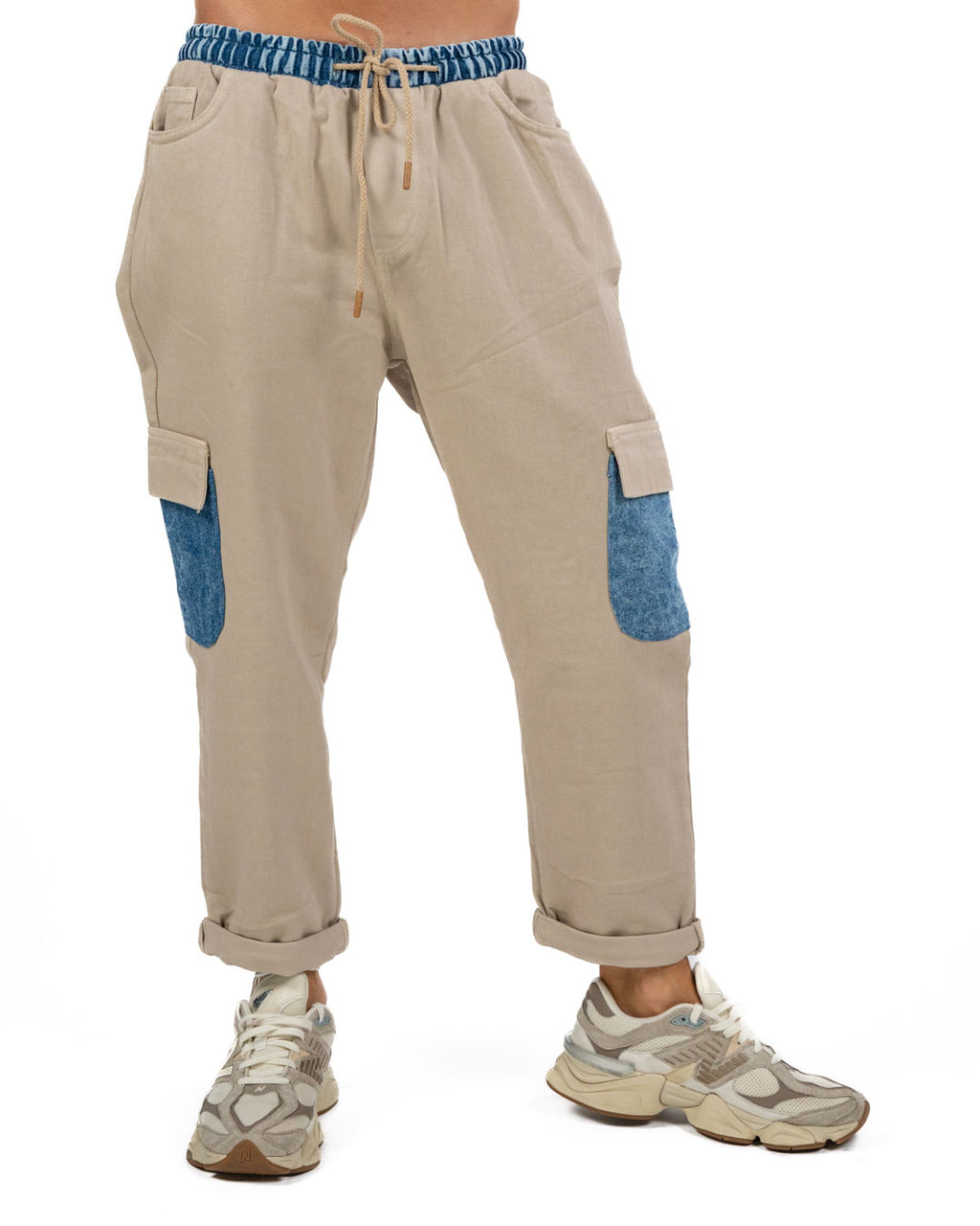 OVER/D - Pantalone Cargo Beige