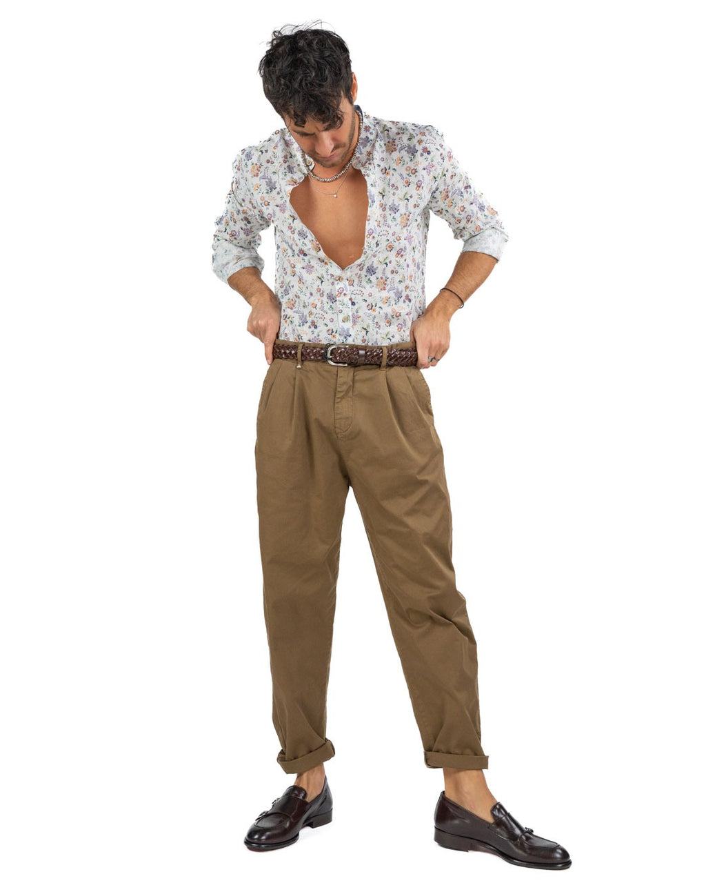 BOTTEGA ARTIGIANA - Camicia Fantasia Rosa e Verde