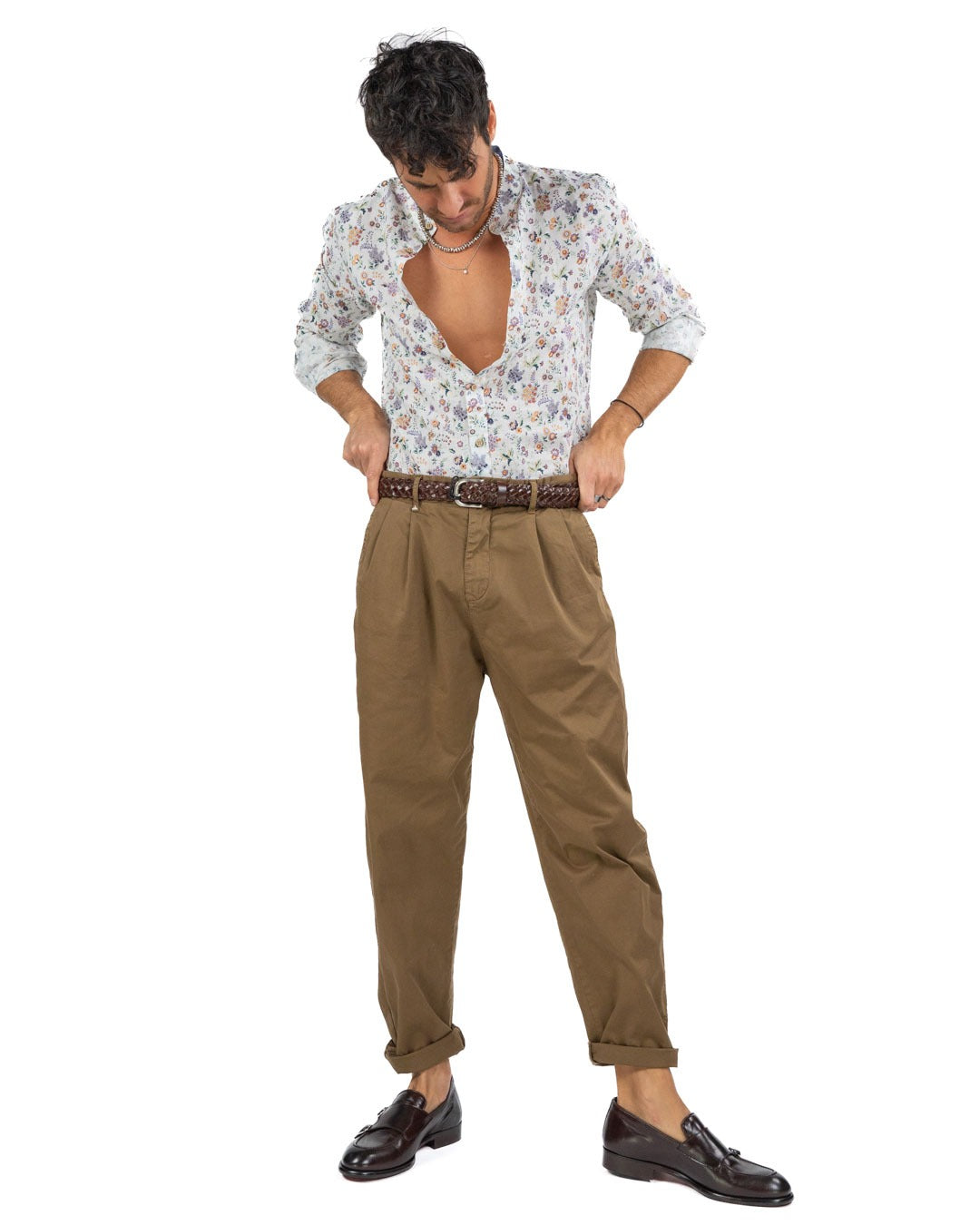 BOTTEGA ARTIGIANA - Camicia Fantasia Rosa e Verde