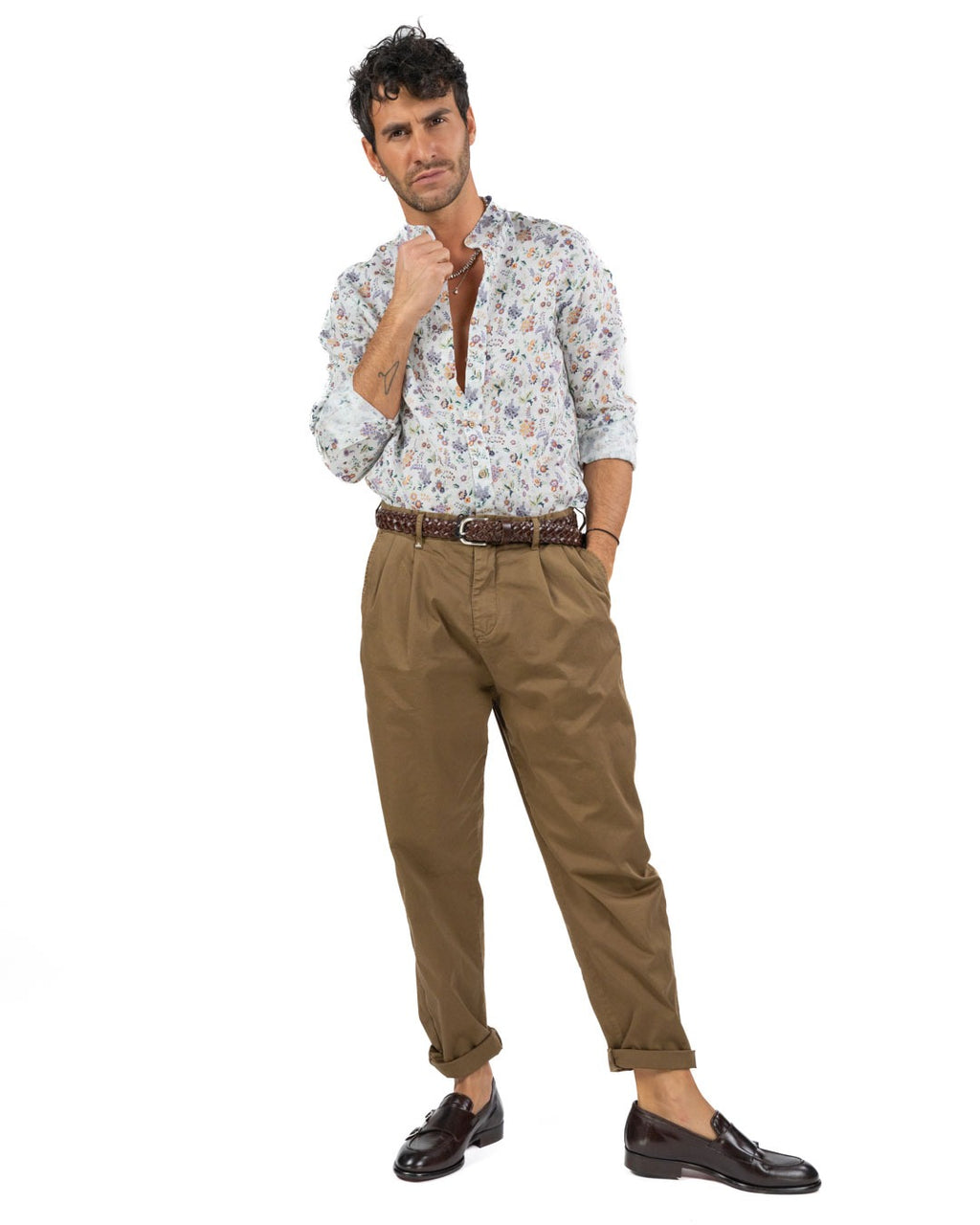 BOTTEGA ARTIGIANA - Camicia Fantasia Rosa e Verde