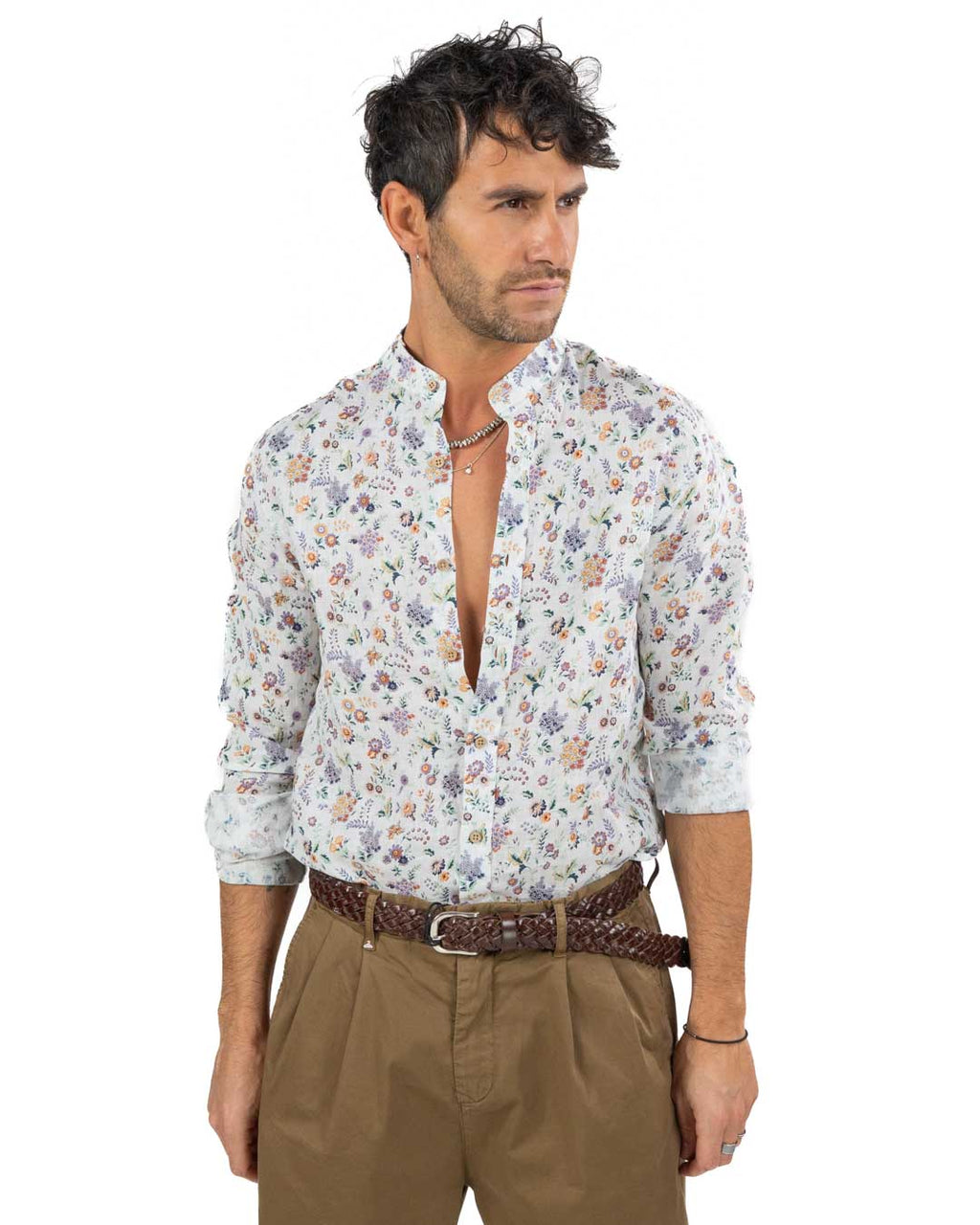 BOTTEGA ARTIGIANA - Camicia Fantasia Rosa e Verde