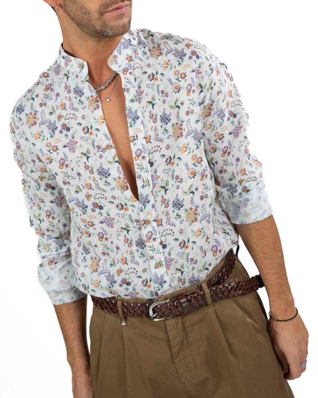 BOTTEGA ARTIGIANA - Camicia Fantasia Rosa e Verde