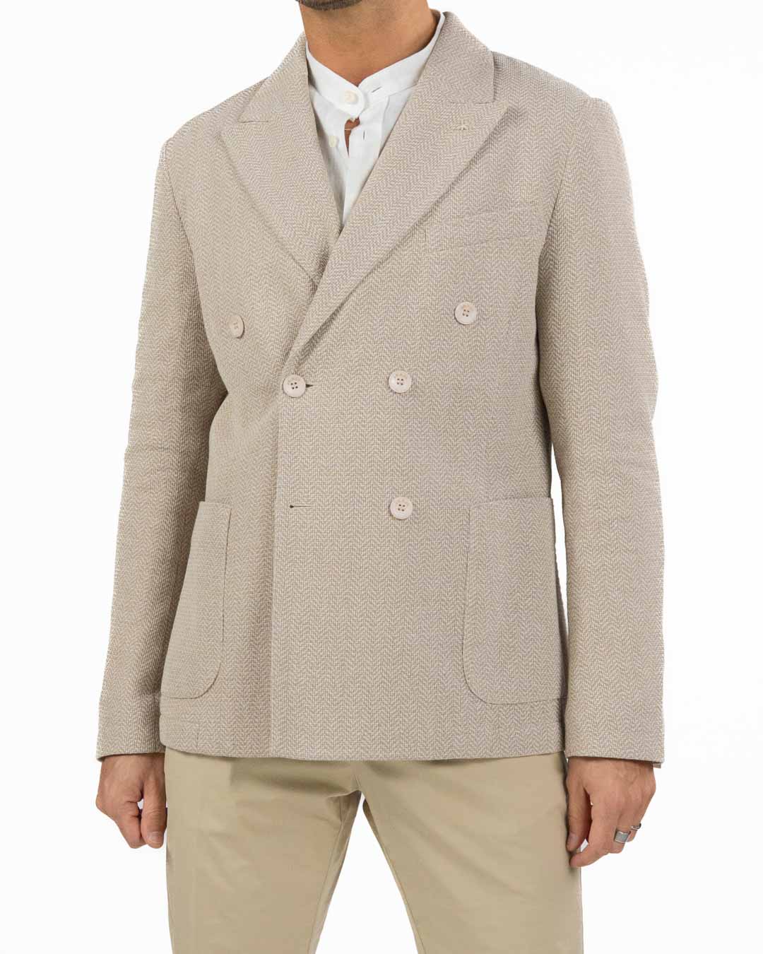 ATPCO - Giacca Doppio petto Spinato Beige