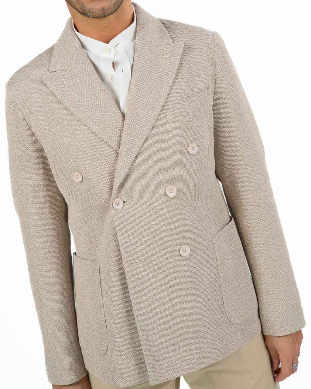 ATPCO - Giacca Doppio petto Spinato Beige
