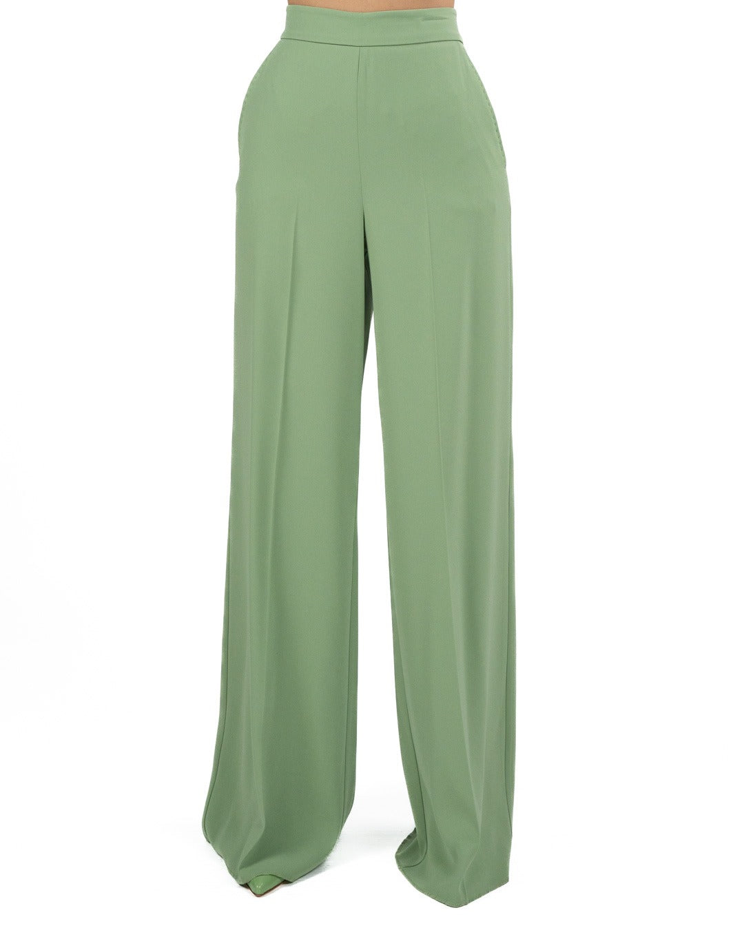 MARELLA - Pantalone Palazzo Crepe Verde