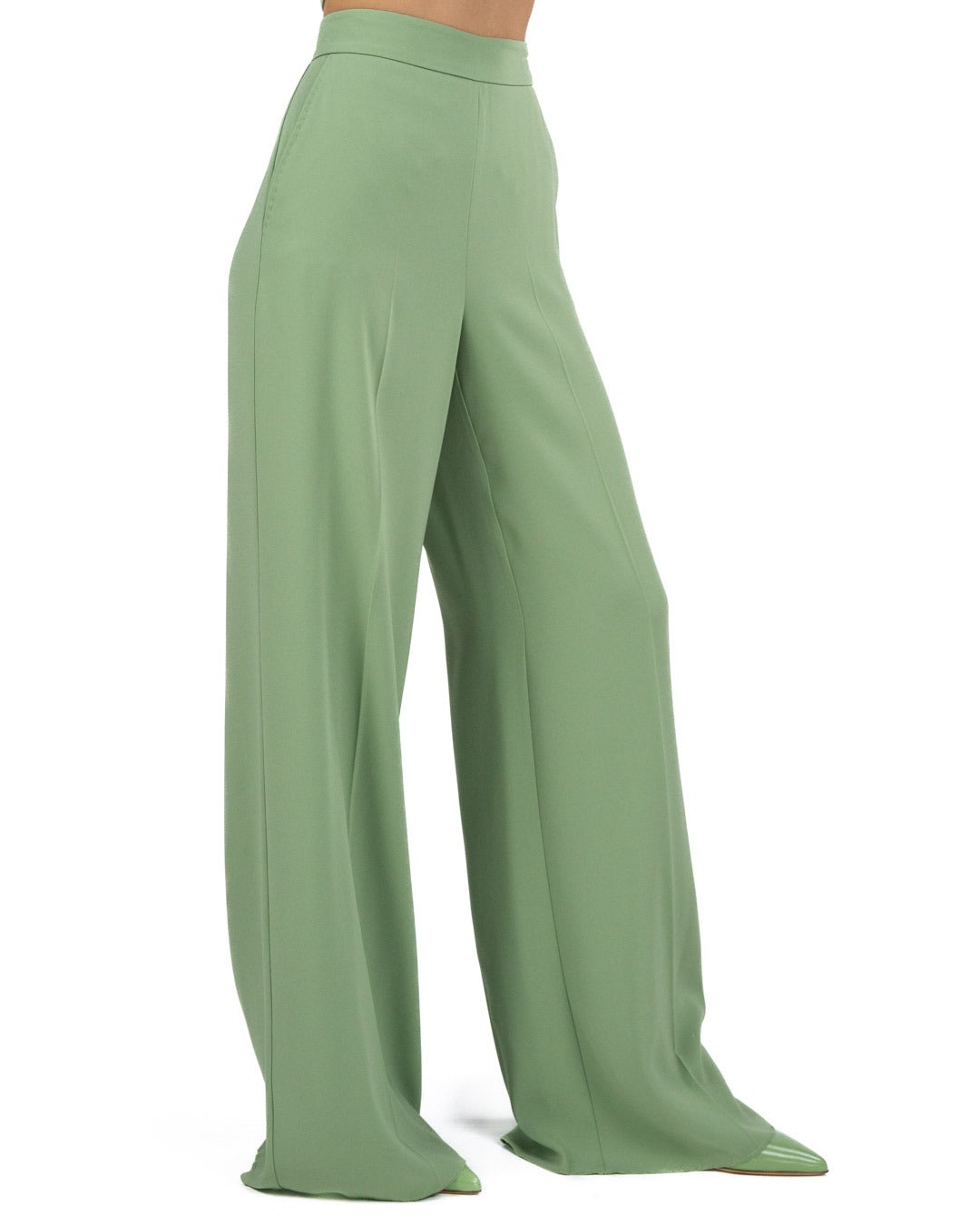 MARELLA - Pantalone Palazzo Crepe Verde