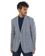 BERTI MODE COLLECTION - Giacca in Principe di Galles Grigia e Azzurro
