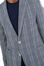 BERTI MODE COLLECTION - Giacca in Principe di Galles Grigia e Azzurro