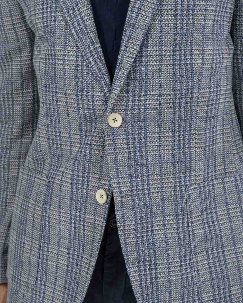 BERTI MODE COLLECTION - Giacca in Principe di Galles Grigia e Azzurro