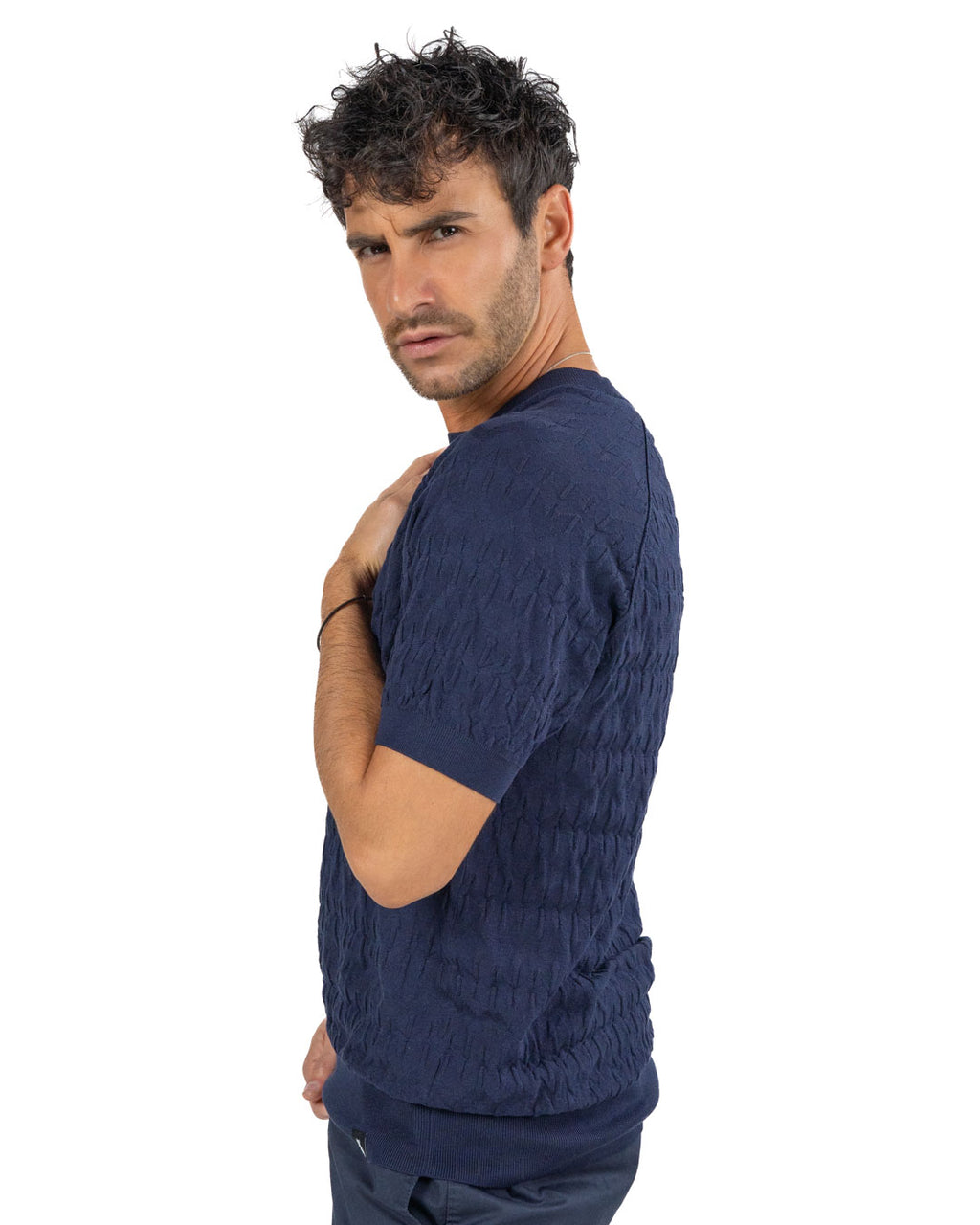 PATRIZIA PEPE - T-shirt goffrata blu