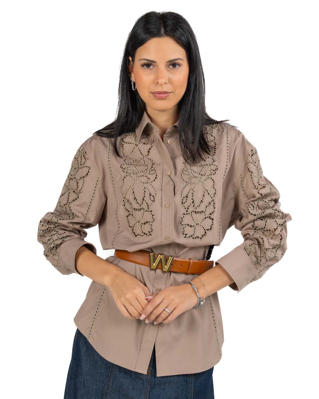 Weekend Max Mara - Camicia beige ricamata