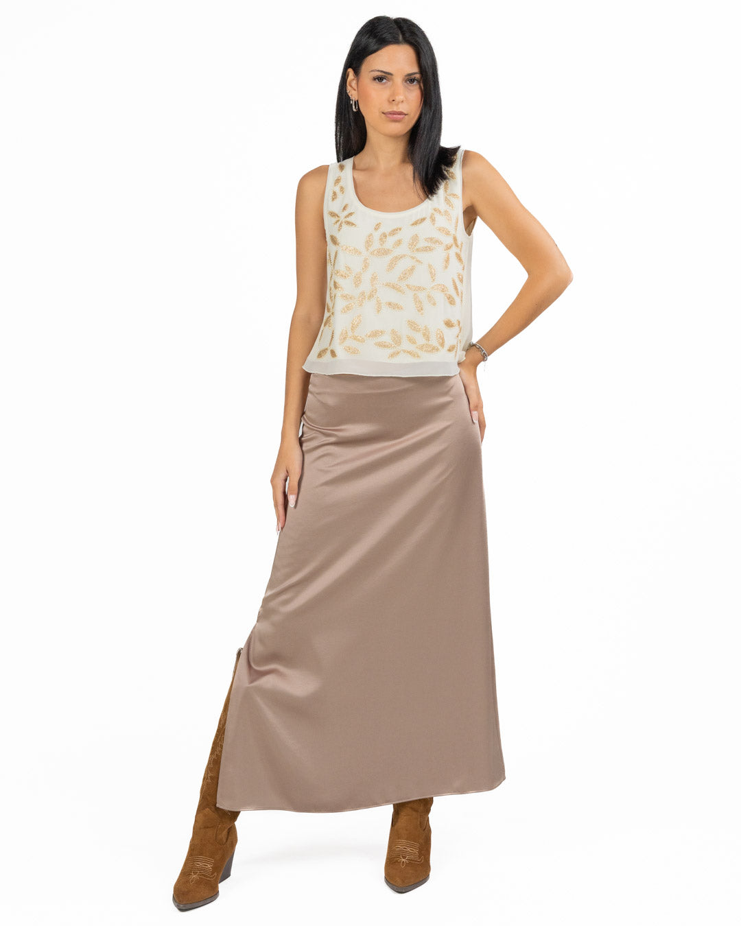 Weekend Max Mara - Gonna lunga in raso marrone