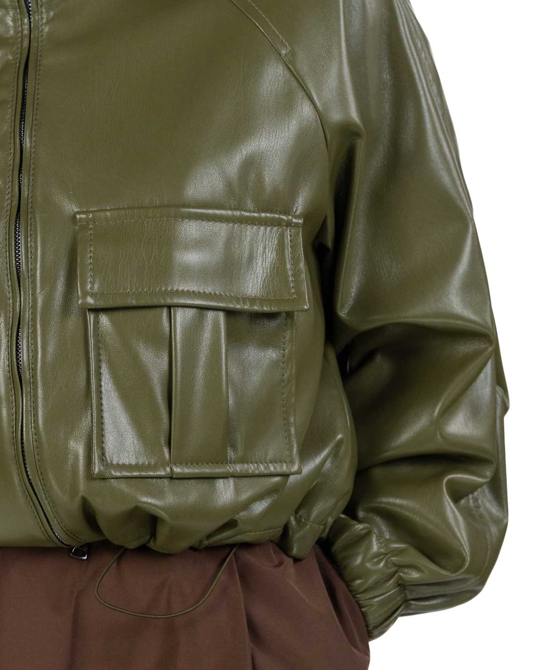 Marella - Giacca in pelle oliva