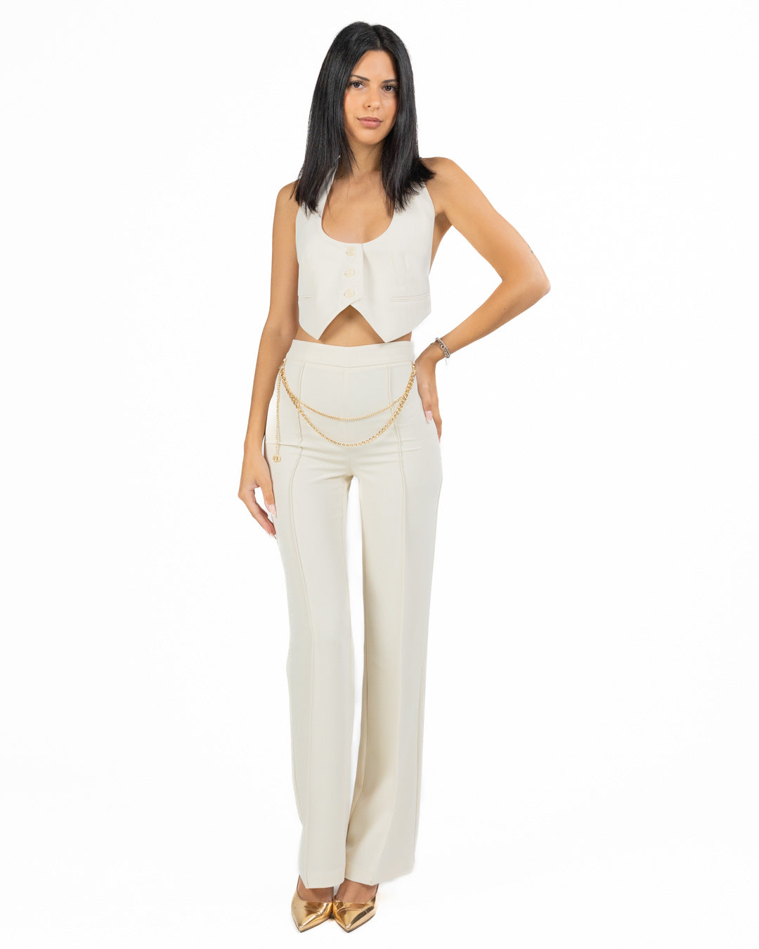 Twinset - Pantalone madreperla