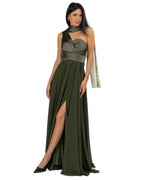 Berti Mode Collection - Abito verde mono spalla