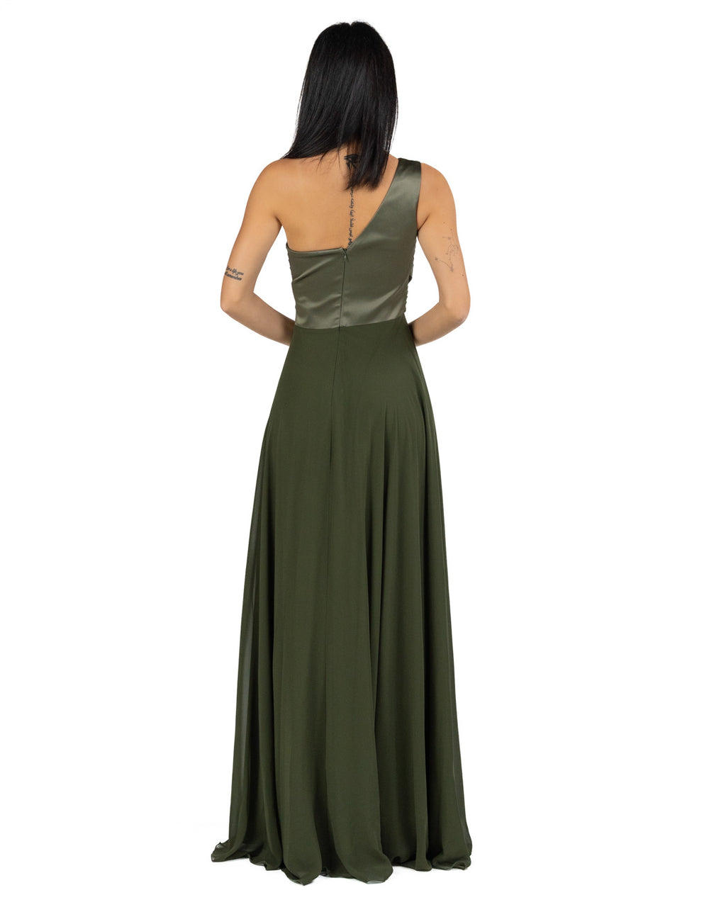Berti Mode Collection - Abito verde mono spalla