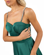 Berti Mode Collection - Abito lungo raso smeraldo