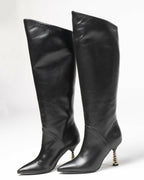 Wo Milano - Stivale alto al ginocchio con tacco oro a spirale