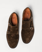 Paul Klim's - Monkstrap in camoscio marrone con fibbie