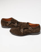 Paul Klim's - Monkstrap in camoscio marrone con fibbie