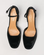 Roberto Berti Collection - Sandalo alto il velluto nero con plateau e cinturino alla caviglia