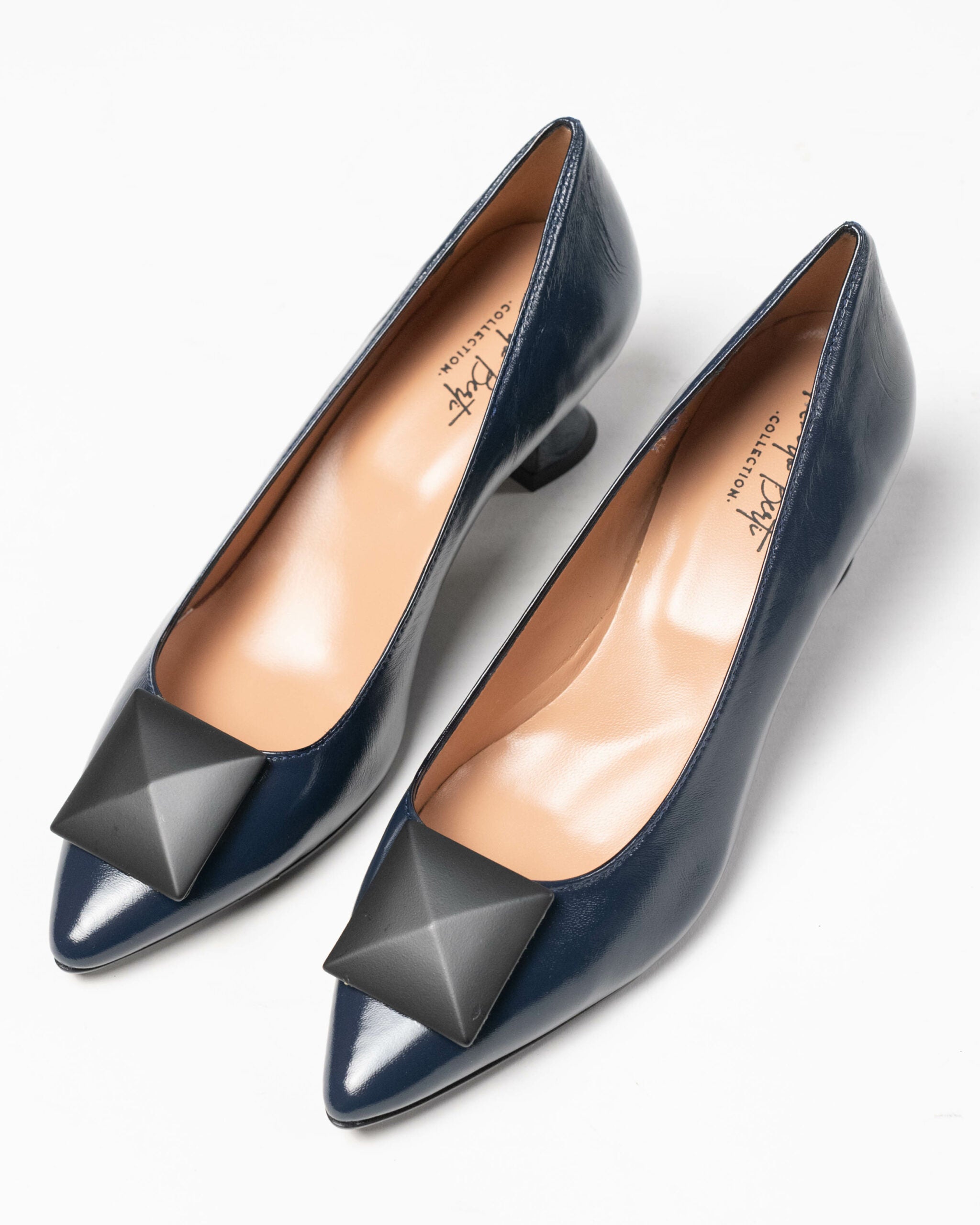 Roberto Berti Collection - Ballerina con tacco blu e borchia frontale