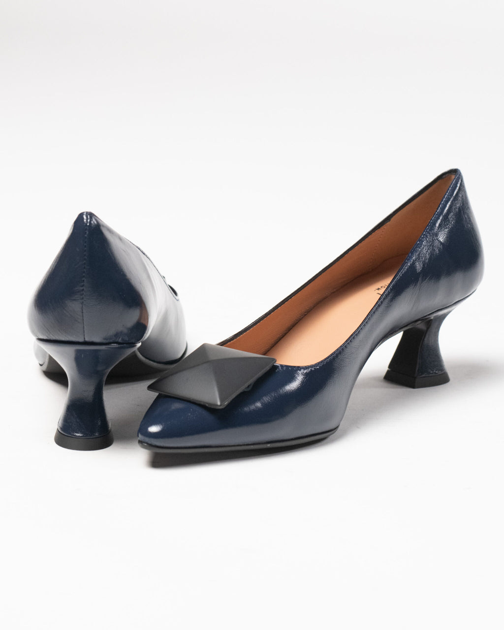 Roberto Berti Collection - Ballerina con tacco blu e borchia frontale