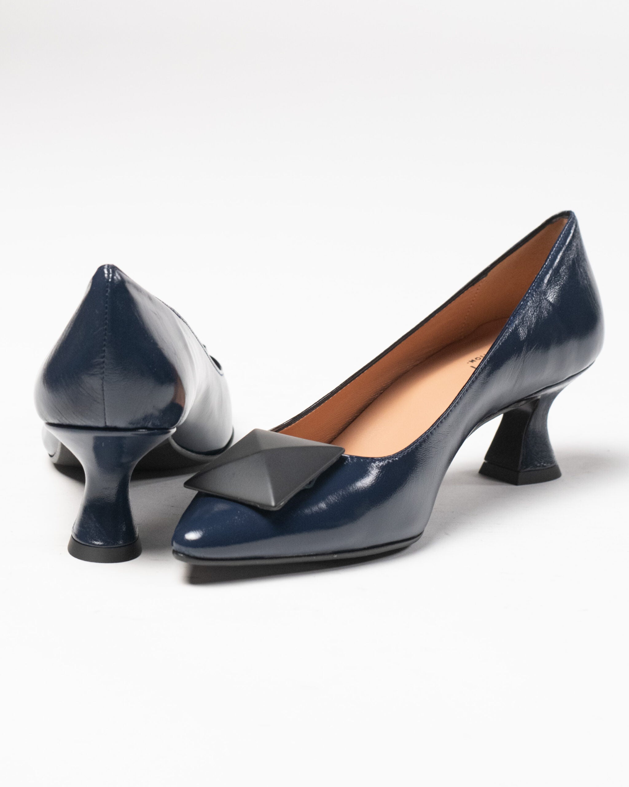 Roberto Berti Collection - Ballerina con tacco blu e borchia frontale