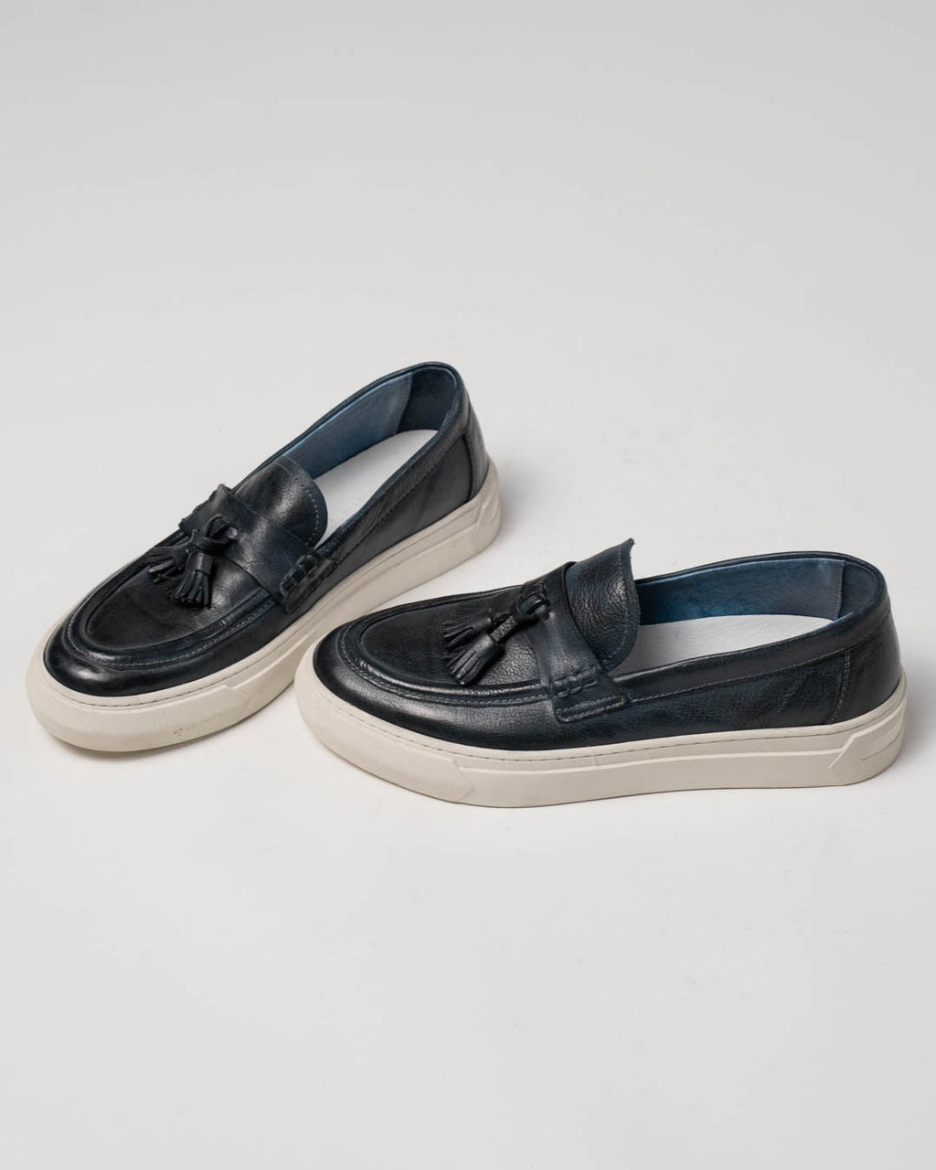 Paul Klim's - Mocassino blu con para bianca e nappe