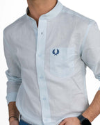 Fred Perry - Camicia in lino azzurra