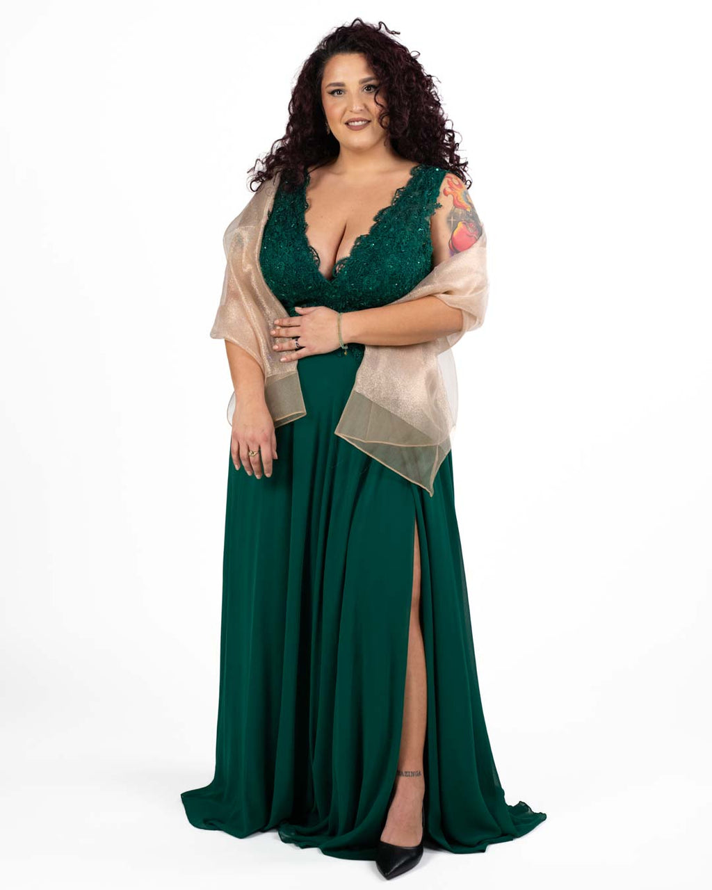 Berti Mode Collection - Abito con pizzo verde