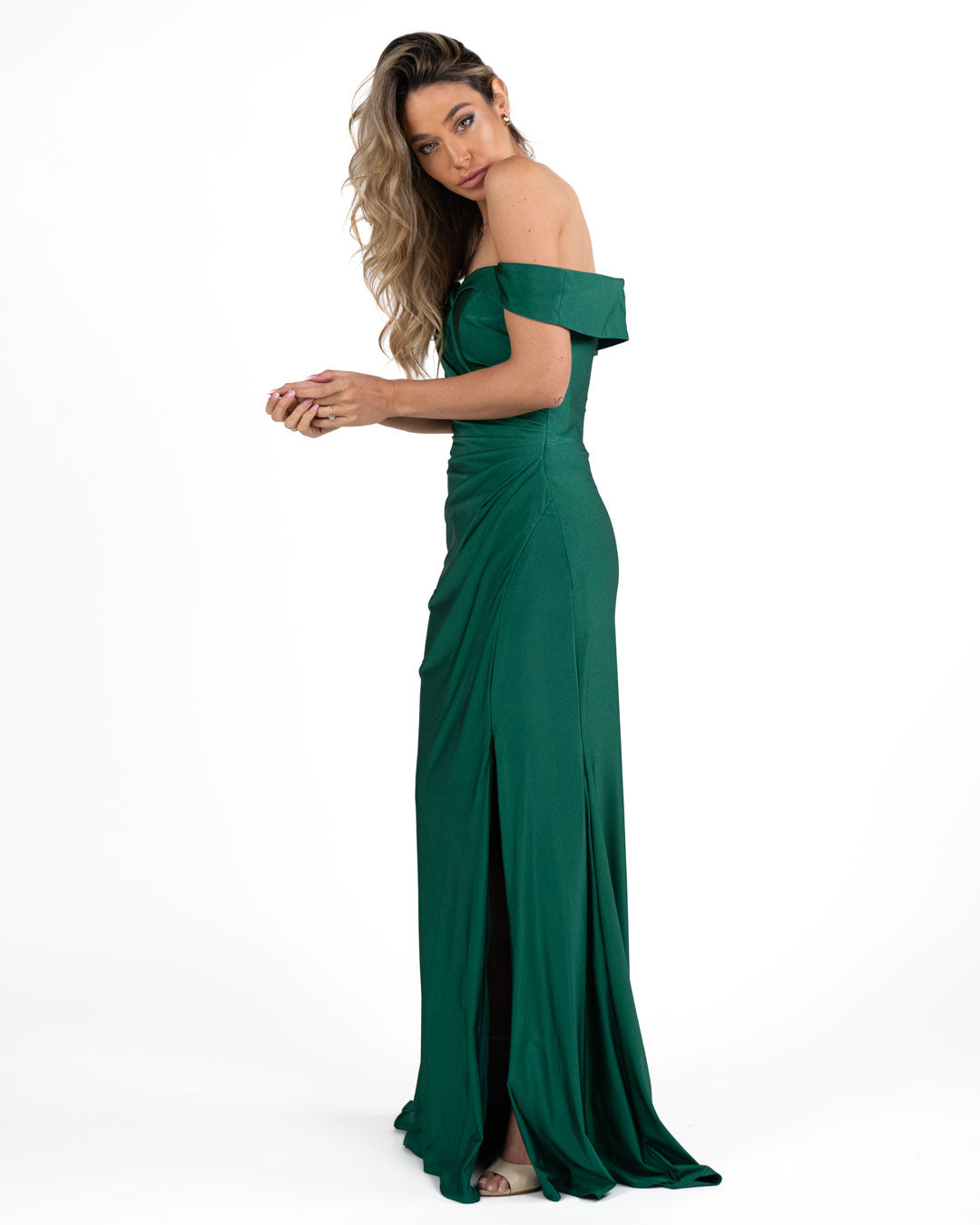 Berti Mode Collection - Abito verde con spalle scoperta