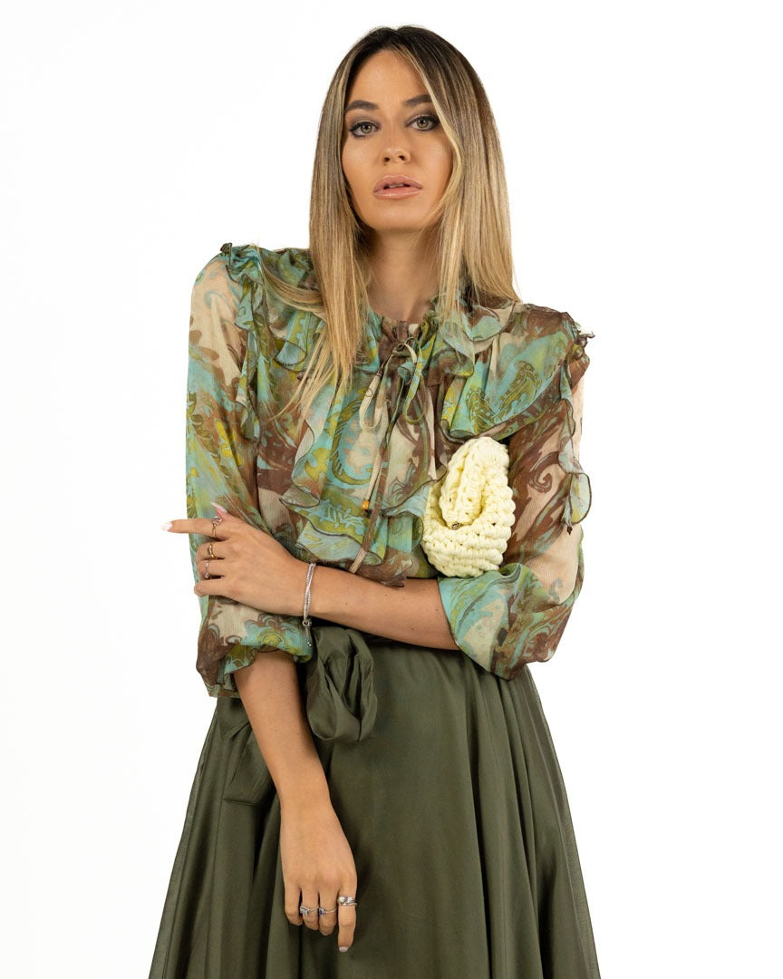 Souvenir - Camicia verde floreale