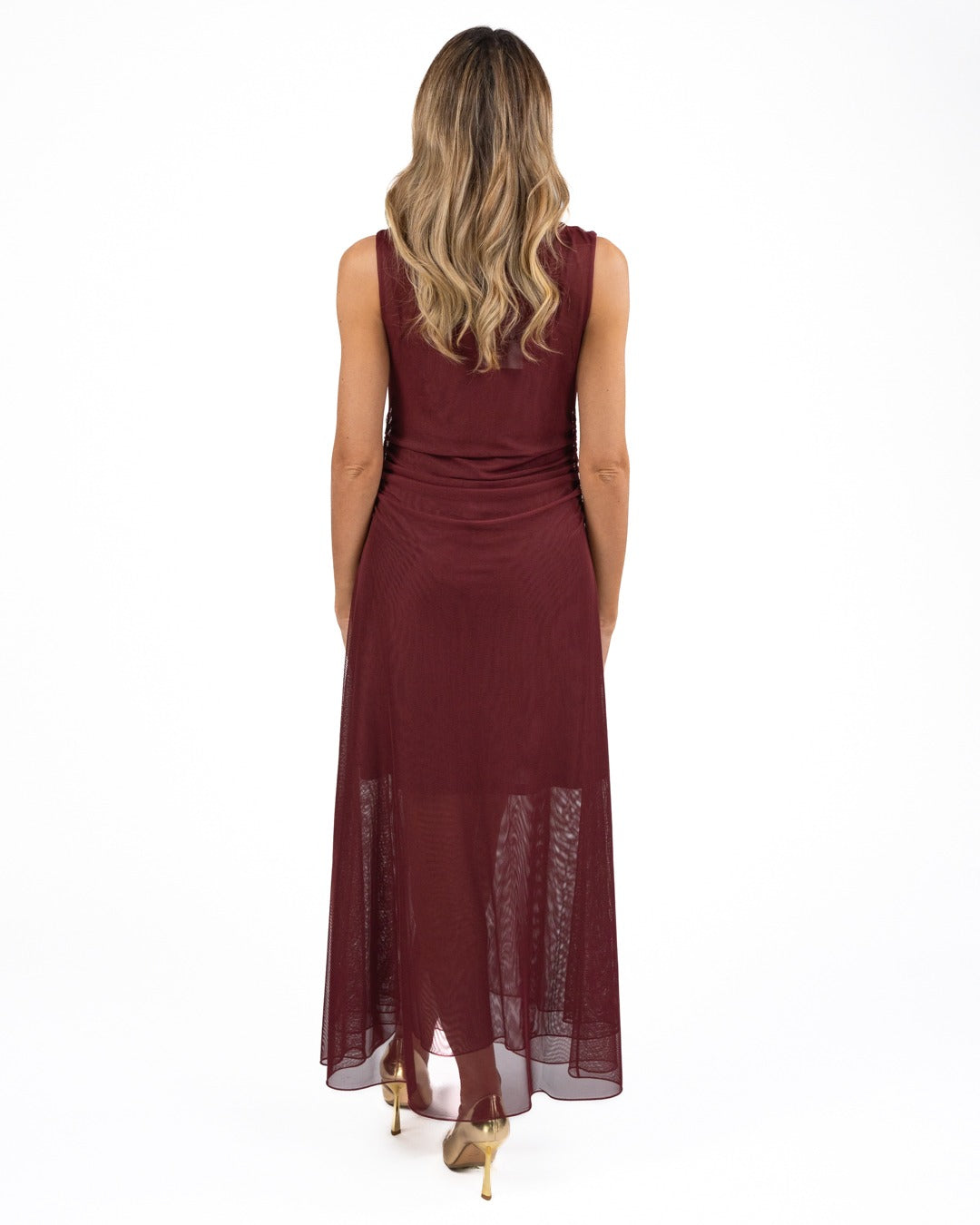 MARELLA - Abito in tulle elasticizzato Bordeaux