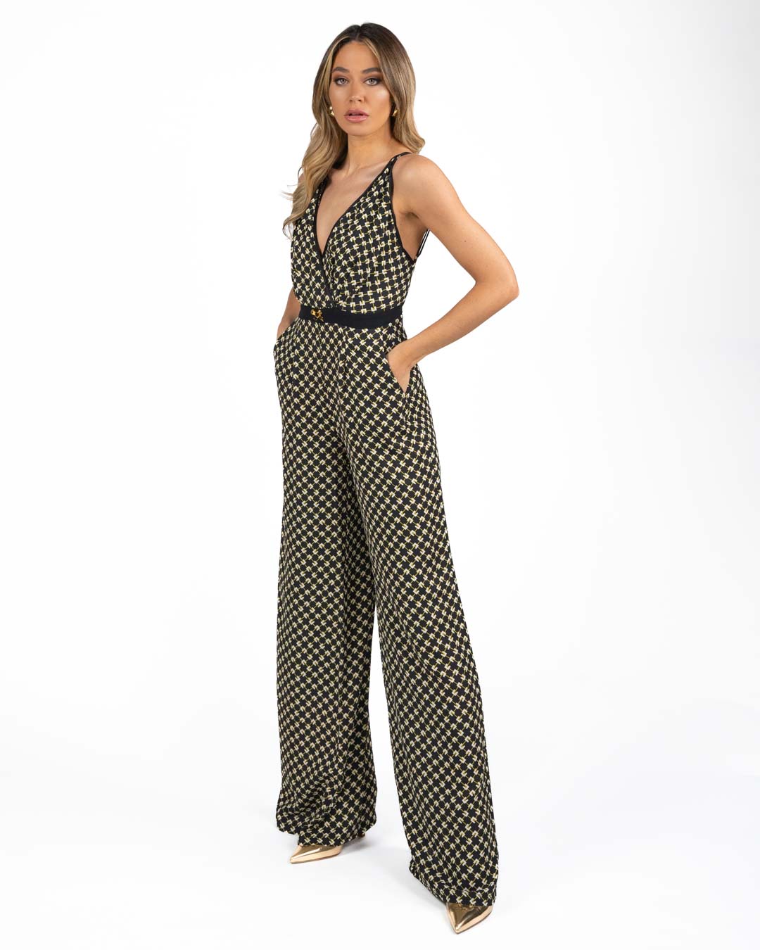 ELISABETTA FRANCHI - Tuta Donna Nero e Curry