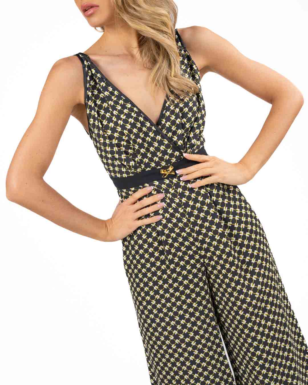 ELISABETTA FRANCHI - Tuta Donna Nero e Curry