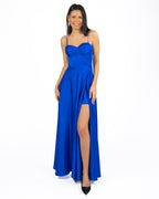 Berti Mode Collection - Abito lungo raso bluette