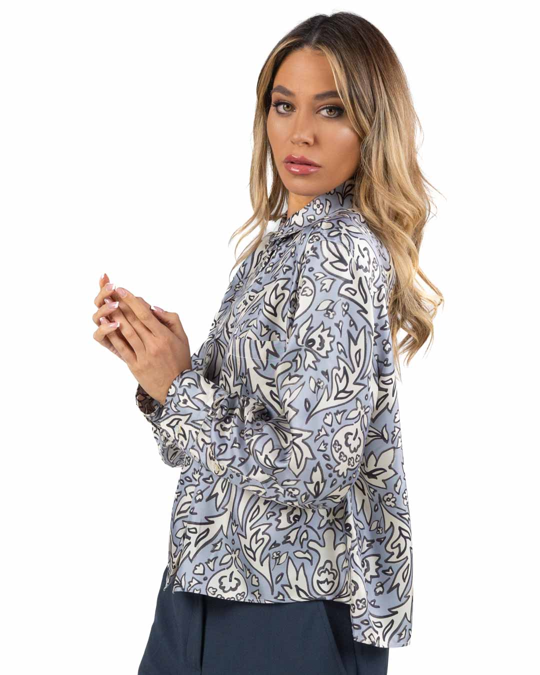 WEEKEND MAX MARA - Camicia twill pura seta in fantasia