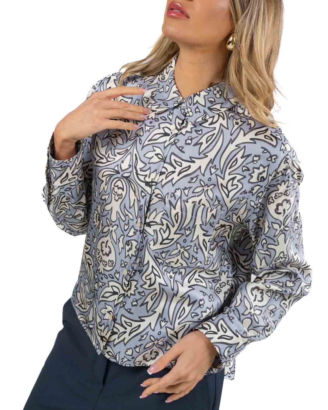 WEEKEND MAX MARA - Camicia twill pura seta in fantasia