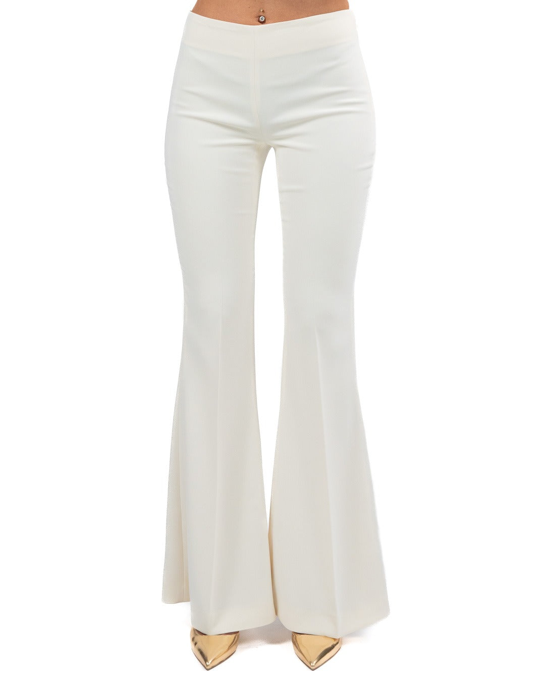 TWINSET - Pantalone flared madreperla