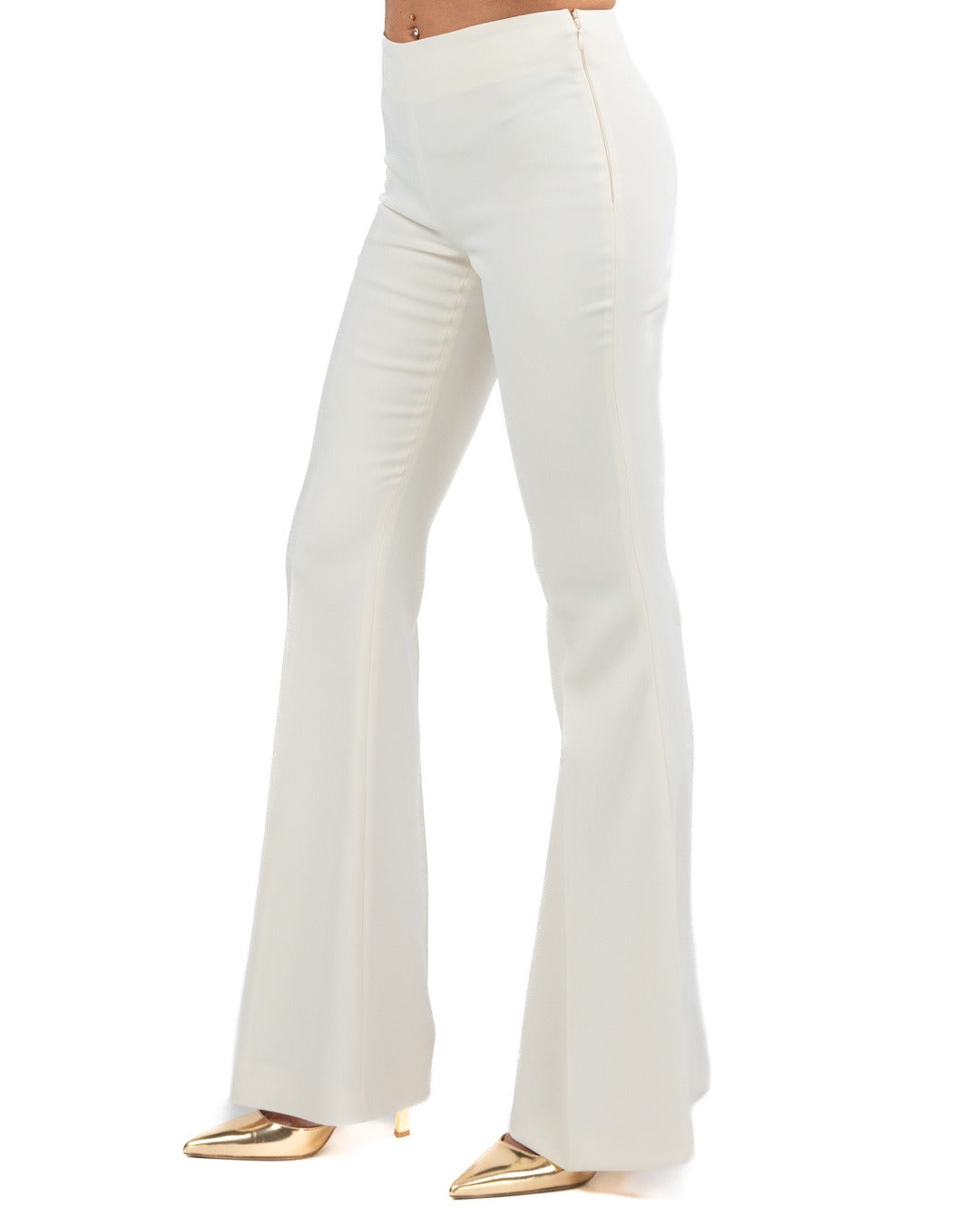 TWINSET - Pantalone flared madreperla